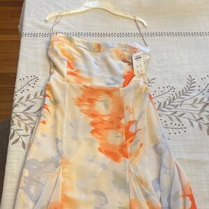 Abercrombie & Fitch Strapless Orange and Cream Dress